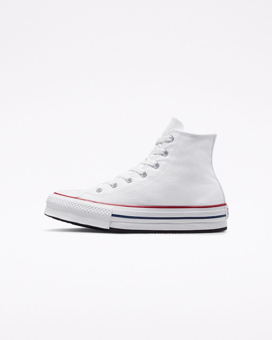 Topanky Na Platforme Converse Chuck Taylor All Star Lift Vysoke Dievcenske Biele Tmavo Červené Námornícka Modrá | SK QOEJU9